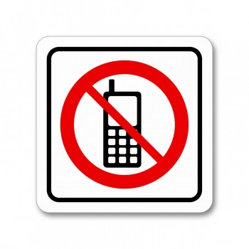 Piktogram zákaz používání telefonu barevná samolepka