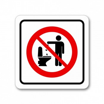 Piktogram zákaz házení odpadu do wc muži barevnásamolepka