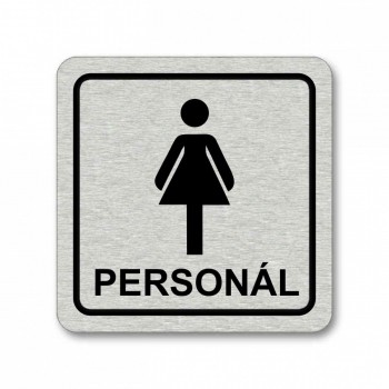 Piktogram WC pro personál ženy stříbro