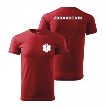 Tričko ZDRAVOTNÍK červené s bílým potiskem XL pánské