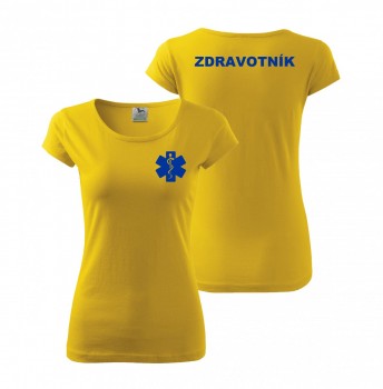 Tričko dámské ZDRAVOTNÍK žluté s modrým potiskem XS dámské