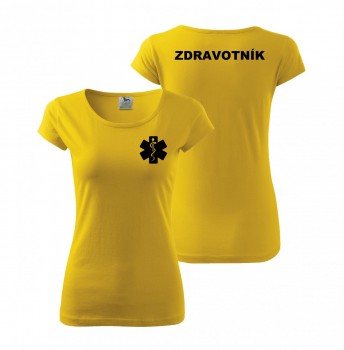 Tričko dámské ZDRAVOTNÍK žluté s černým potiskem XL dámské