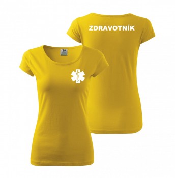 Tričko dámské ZDRAVOTNÍK žluté s bílým potiskem XL dámské