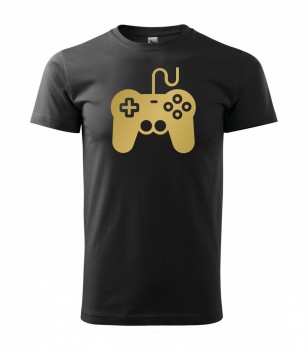 Tričko pro hráče Gamepad černé se zlatým potiskem XL pánské