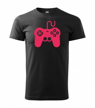 Tričko pro hráče Gamepad černé s růžovým potiskem S pánské