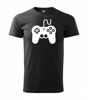 Tričko pro hráče Gamepad černé s bílým potiskem M pánské