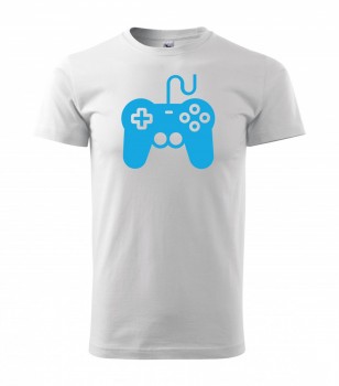 Tričko pro hráče Gamepad bílé s modrým potiskem M pánské