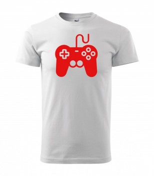 Tričko pro hráče Gamepad bílé s červeným potiskem M pánské