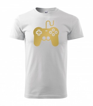 Tričko pro hráče Gamepad bílé se zlatým potiskem