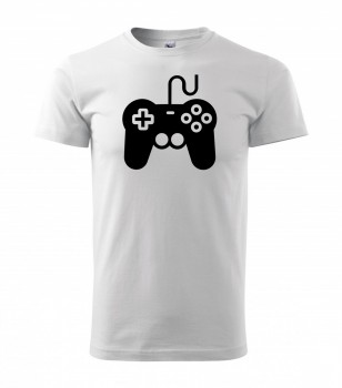 Tričko pro hráče Gamepad bílé s černým potiskem XXL pánské
