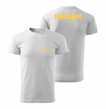 Tričko MASÉR bílé se žlutým potiskem XL pánské