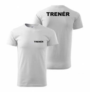 Tričko TRENÉR bílé s černým potiskem XL pánské