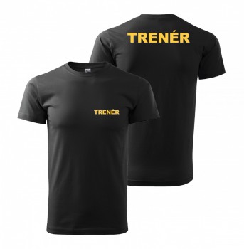 Tričko TRENÉR černé se žlutým potiskem XL pánské
