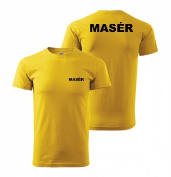 Tričko MASÉR žluté s černým potiskem XL pánské