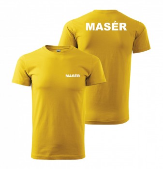 Tričko MASÉR žluté s bílým potiskem XL pánské