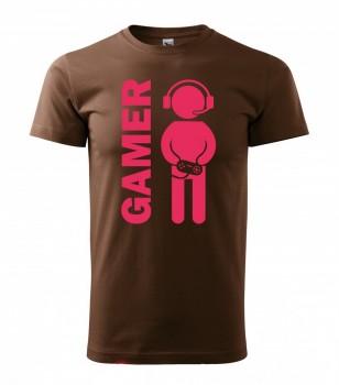 Tričko pro hráče H02 hnědé s růžovým potiskem XL pánské