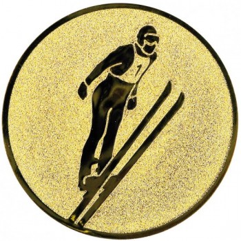 Emblém skoky na lyžích zlato 25 mm
