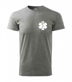 Tričko pro zdravotníka D15 šedé s bílým potiskem XL pánské