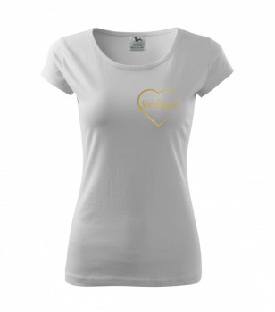 Tričko pro svědkyni srdce bílé se zlatým potiskem XL dámské