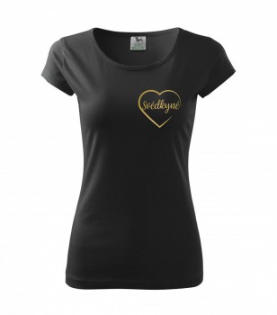 Tričko pro svědkyni srdce černé se zlatým potiskem XL dámské