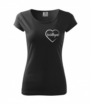 Tričko pro svědkyni srdce černé s bílým potiskem XL dámské
