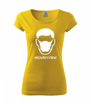 Tričko #ROUŠKYVŠEM žluté s bílým potiskem XXL dámské