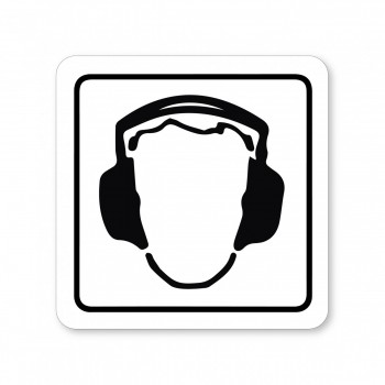 Piktogram Ochranné sluchátka bílý hliník