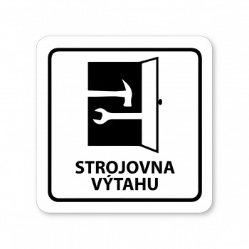 Piktogram Strojovna výtahu bílý hliník