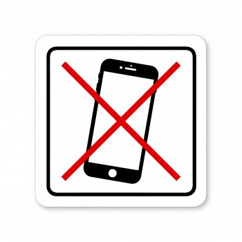 Piktogram Zákaz telefonu 3 bílý hliník