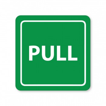 Piktogram Pull bílý hliník se zeleným pozadím