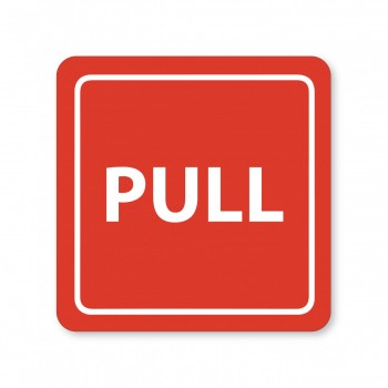 Piktogram Pull bílý hliník s červeným pozadím