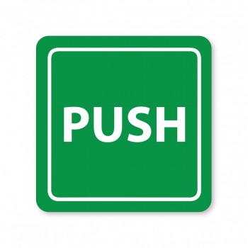Piktogram Push bílý hliník se zeleným pozadím