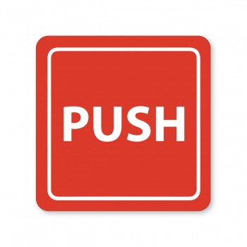 Piktogram Push bílý hliník s červeným pozadím