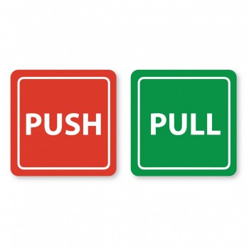 Piktogramy Push/Pull bílý hliník s barevným pozadím 2