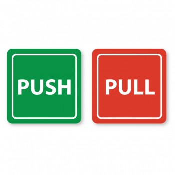 Piktogramy Push/Pull bílý hliník s barevným pozadím
