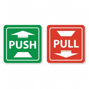 Piktogramy Push/Pull bílý hliník s barevným pozadím 4