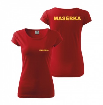 Tričko MASÉRKA červené se žlutým potiskem XL dámské