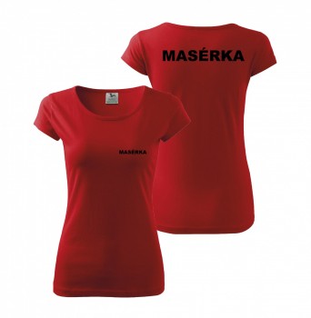 Tričko MASÉRKA červené s černým potiskem XL dámské
