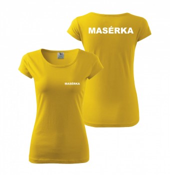 Tričko MASÉRKA žluté s bílým potiskem XL dámské