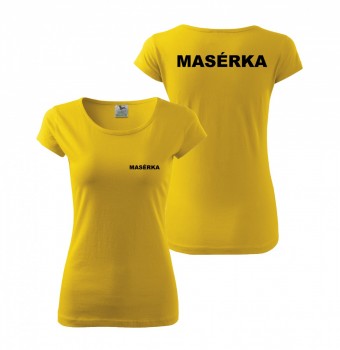 Tričko MASÉRKA žluté s černým potiskem M dámské