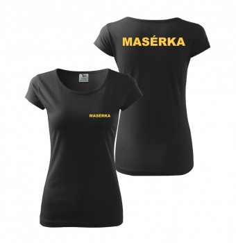 Tričko MASÉRKA černé se žlutým potiskem XL dámské