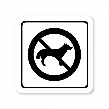 Piktogram zákaz vstupu psů bílý hliník