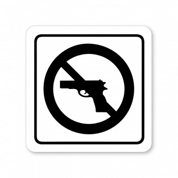 Piktogram Zákaz zbraní bílý hliník