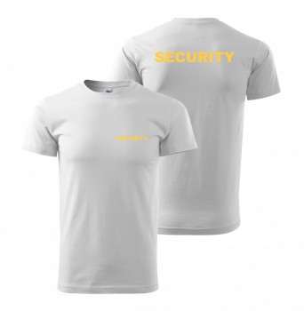Tričko SECURITY bílé se žlutým potiskem XS pánské