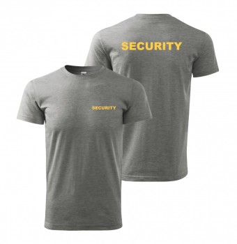 Tričko SECURITY šedé se žlutým potiskem XL pánské