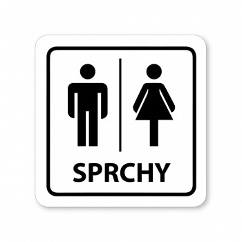 Piktogram Sprchy muži/ženy 02 bílý hliník