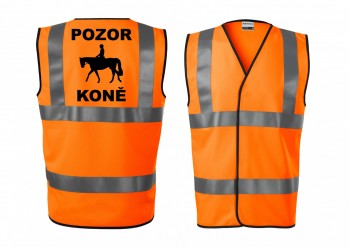 Reflexní vesta oranžová Pozor koně XXL unisex