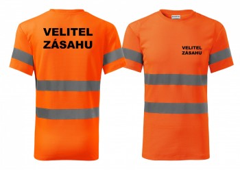 Reflexní tričko oranžová Velitel zásahu M pánské