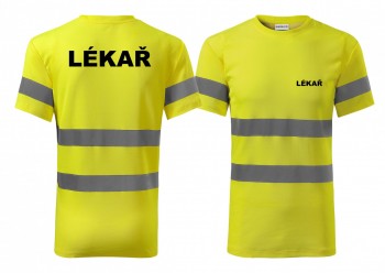 Reflexní tričko žlutá Lekář černý potisk XL pánské