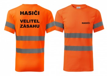 Reflexní tričko oranžová Hasiči-Velitel zásahu XS pánské